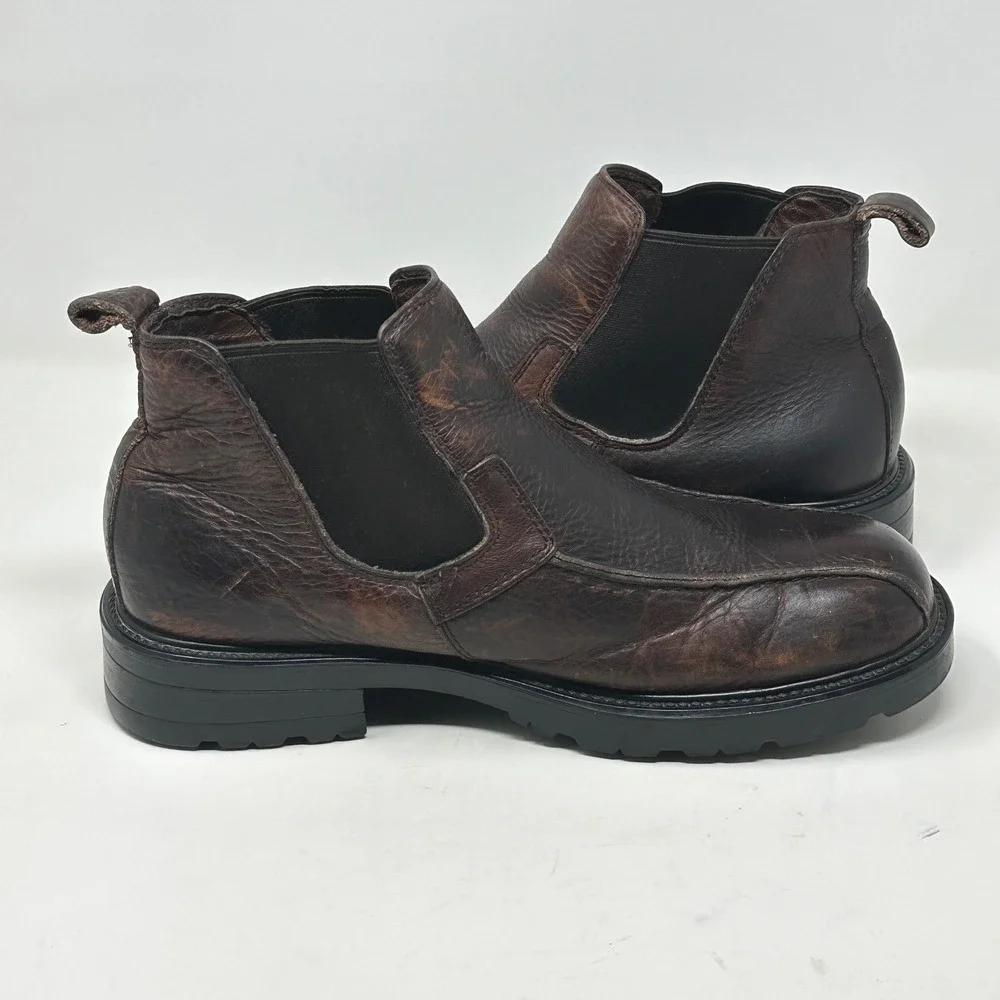 VTG GBX Mens Boots 11M Brown Leather Chelsea Chunky Square Workwear Streetwear